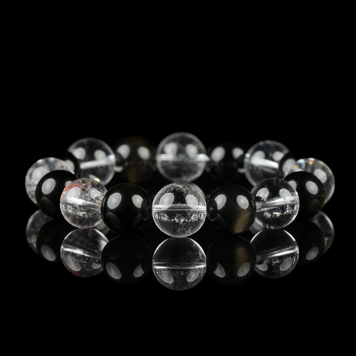 Clear Quartz & Gold Sheen Obsidian Bracelet – Clarity & Inner Strength