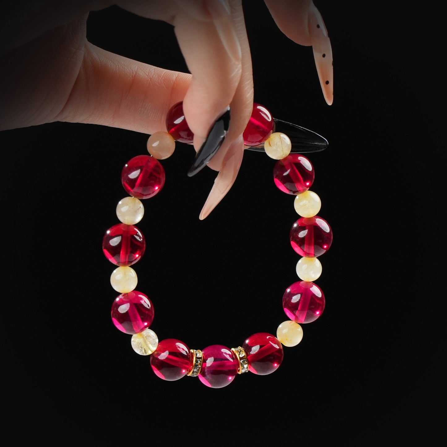 Garnet Golden Quartz Bracelet - Confidence, Attraction Radiant Energy