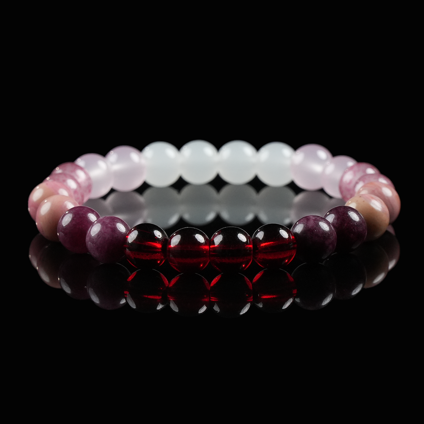 Rose Quartz, Strawberry Quartz & Garnet Bracelet – Love, Passion & Emotional Healing