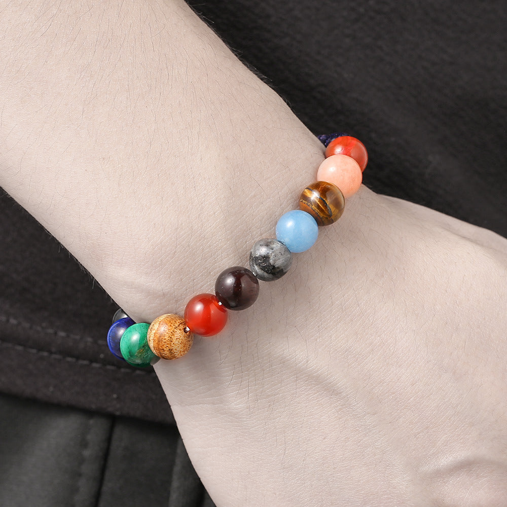 Universe Galaxy Crystal Bracelet – 8/10mm Solar System Beaded Planet Jewelry for Cosmic Energy & Balance