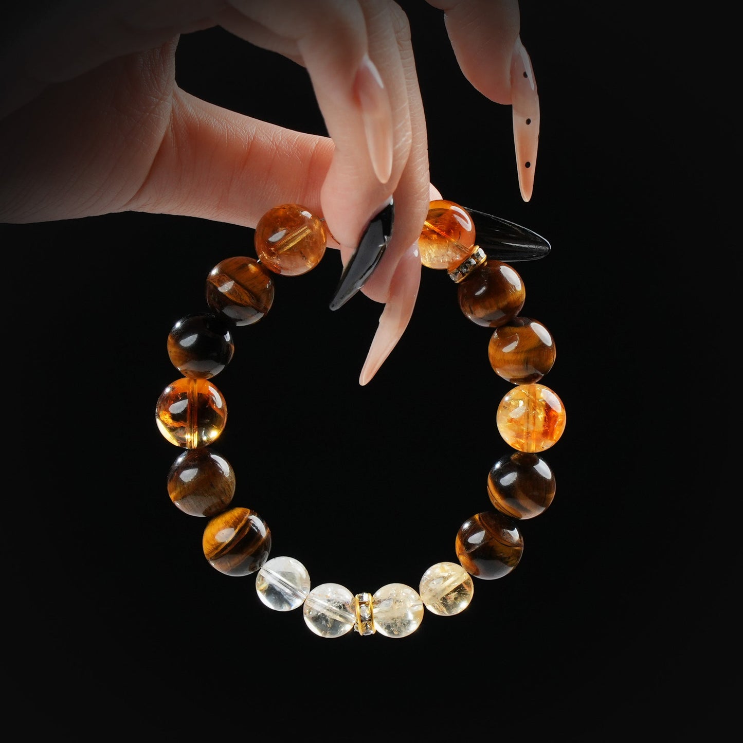 Tiger’s Eye, Citrine & Clear Quartz Bracelet – Confidence, Wealth & Mental Clarity