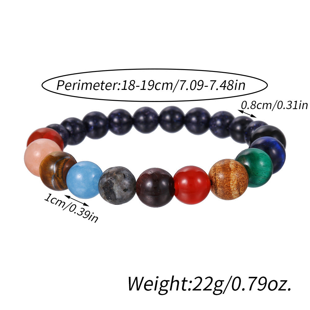 Universe Galaxy Crystal Bracelet – 8/10mm Solar System Beaded Planet Jewelry for Cosmic Energy & Balance