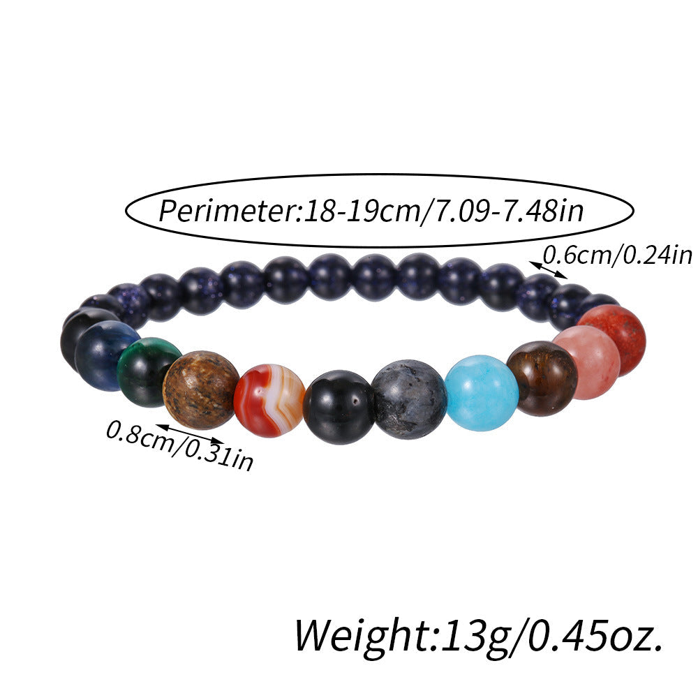 Universe Galaxy Crystal Bracelet – 8/10mm Solar System Beaded Planet Jewelry for Cosmic Energy & Balance