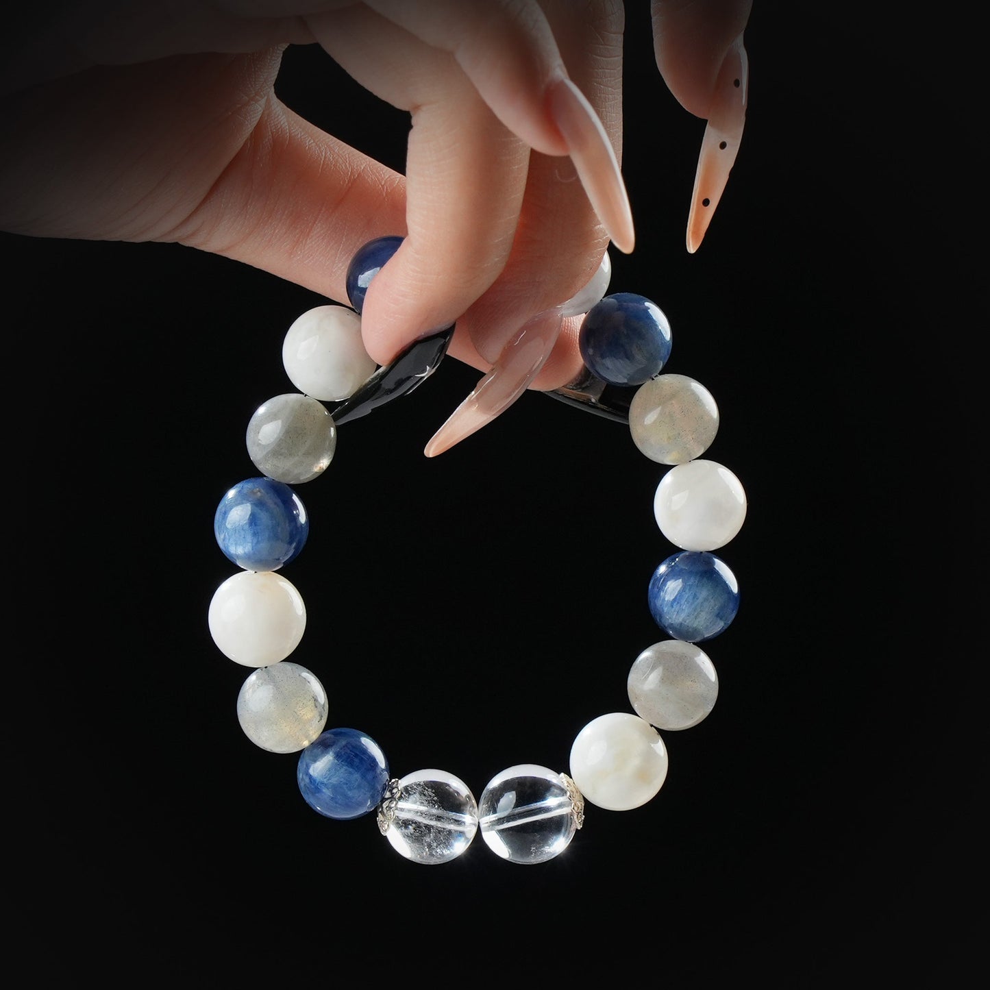 Pisces Zodiac Bracelet – Moonstone, Kyanite, Phantom Quartz, Clear Quartz for Spiritual Connection