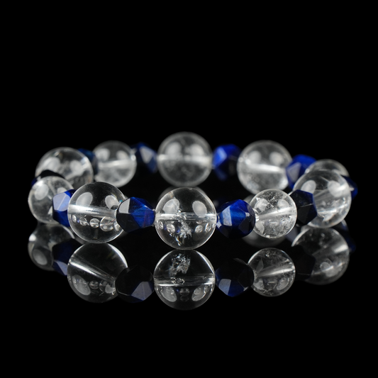 Clear Quartz & Lapis Lazuli Bracelet – Clarity & Wisdom