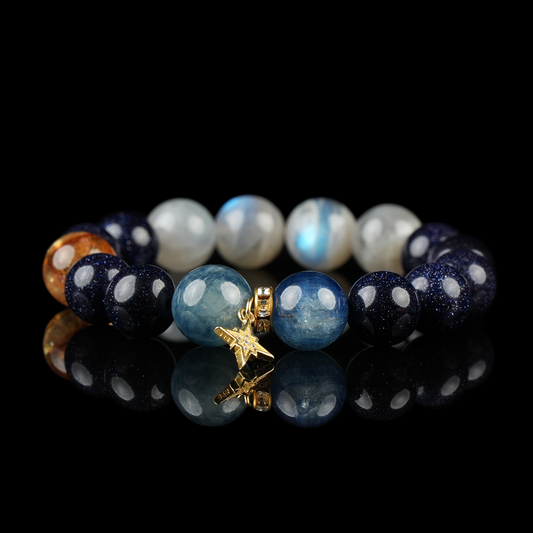 Aquamarine & Moonstone Crystal Bracelet – Calm & Intuition