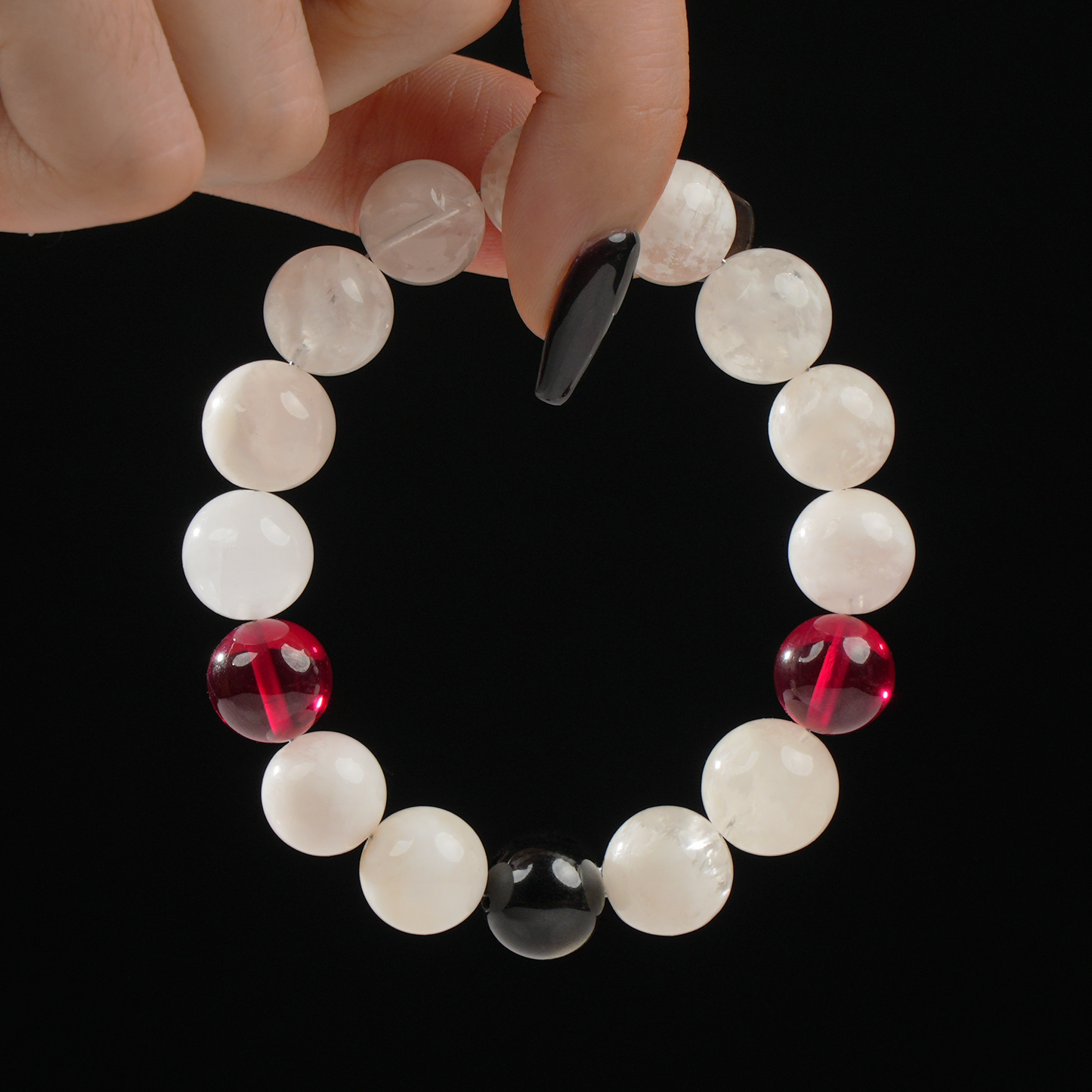 Snow Phantom, Garnet & Obsidian Crystal Bracelet – Protection & Grounding