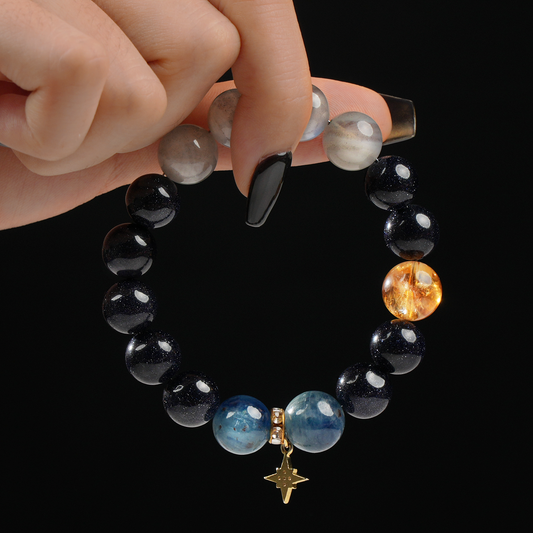 Aquamarine & Moonstone Crystal Bracelet – Calm & Intuition
