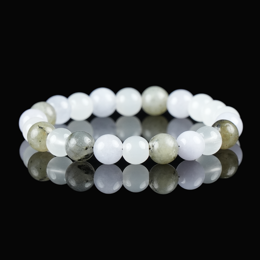 Aquamarine, Moonstone & Clear Quartz Bracelet – Emotional Healing, Calm & Intuition