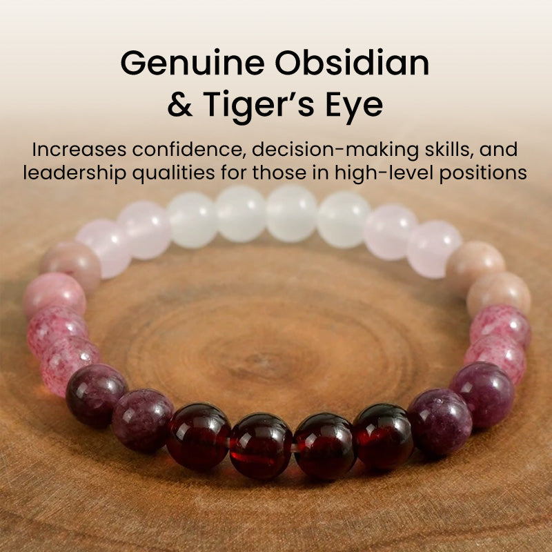 Rose Quartz, Strawberry Quartz & Garnet Bracelet – Love, Passion & Emotional Healing