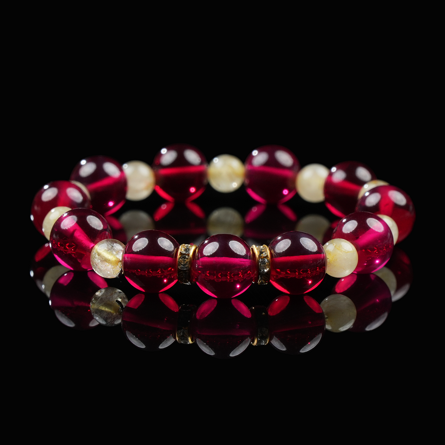 Garnet Golden Quartz Bracelet - Confidence, Attraction Radiant Energy