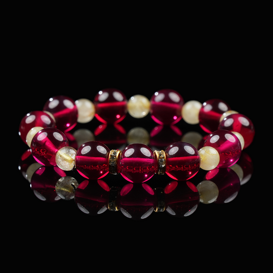 Garnet Golden Quartz Bracelet - Confidence, Attraction Radiant Energy