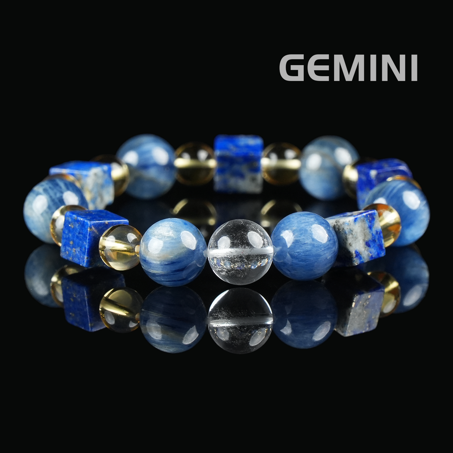 Gemini Zodiac Bracelet – Lapis Lazuli, Kyanite, Citrine for Focus & Communication