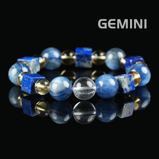 Gemini Zodiac Bracelet – Lapis Lazuli, Kyanite, Citrine for Focus & Communication