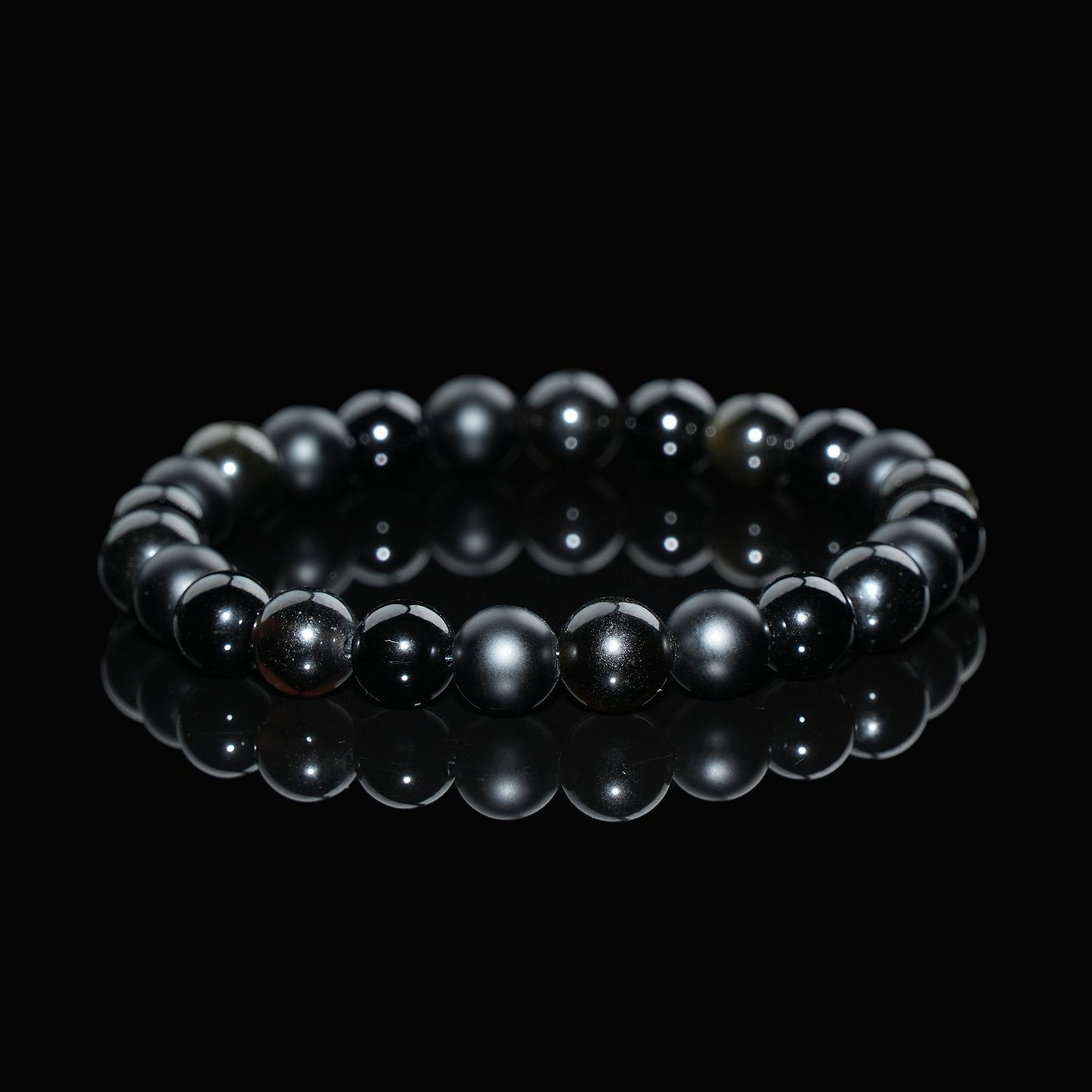 Gold Sheen Obsidian & Black Agate Bracelet – Strength, Protection & Emotional Balance