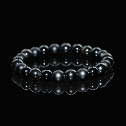 Gold Sheen Obsidian & Black Agate Bracelet – Strength, Protection & Emotional Balance