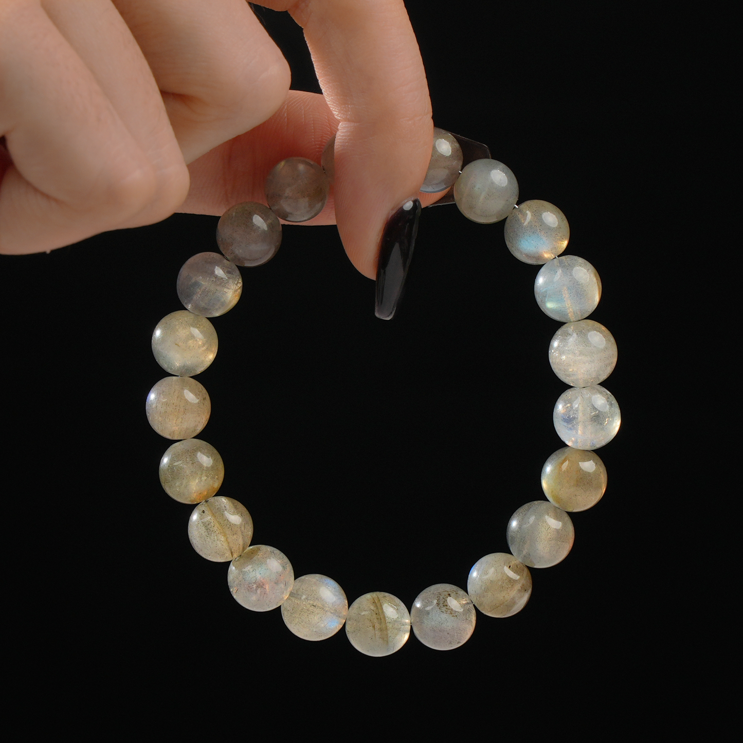 Gray Moonstone Beaded Bracelet – Crystal for Intuition & Emotional Healing