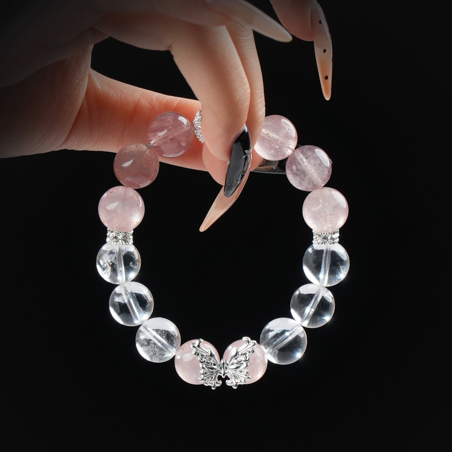 Strawberry Butterfly Crystal Bracelet