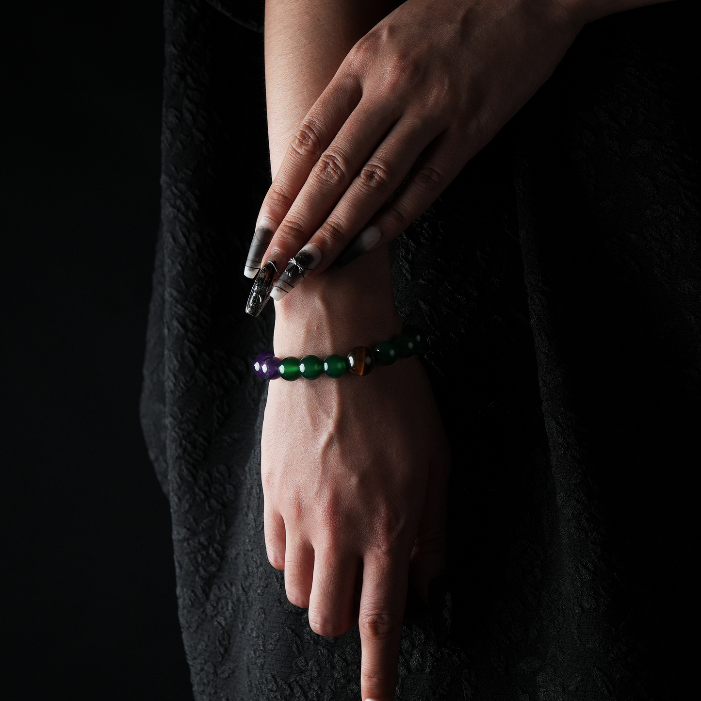 Green Agate, Tiger Eye & Amethyst Bracelet – Balance & Focus