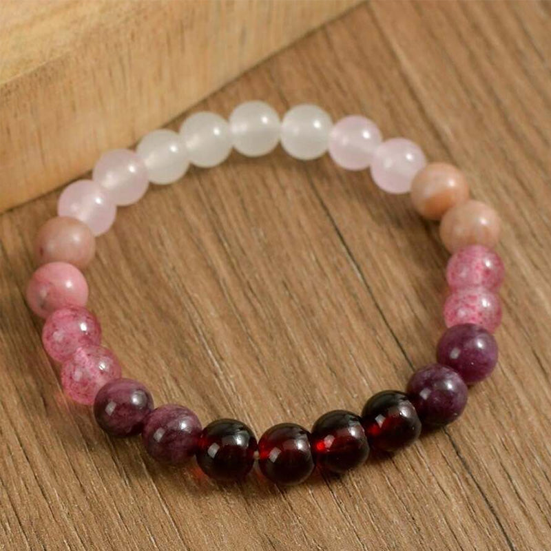 Rose Quartz, Strawberry Quartz & Garnet Bracelet – Love, Passion & Emotional Healing
