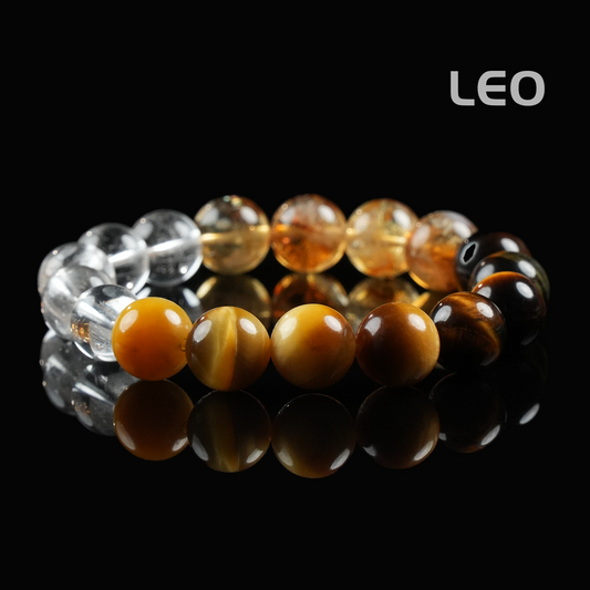 Leo Zodiac Bracelet – Citrine, Tiger's Eye, Clear Quartz for Confidence & Success