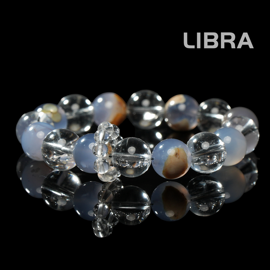Libra Zodiac Bracelet – Aquamarine, Clear Quartz for Harmony, Communication & Balance