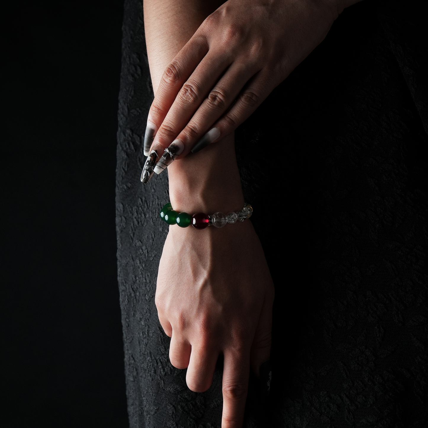 Clear Quartz, Green Agate & Garnet Bracelet – Clarity & Vitality