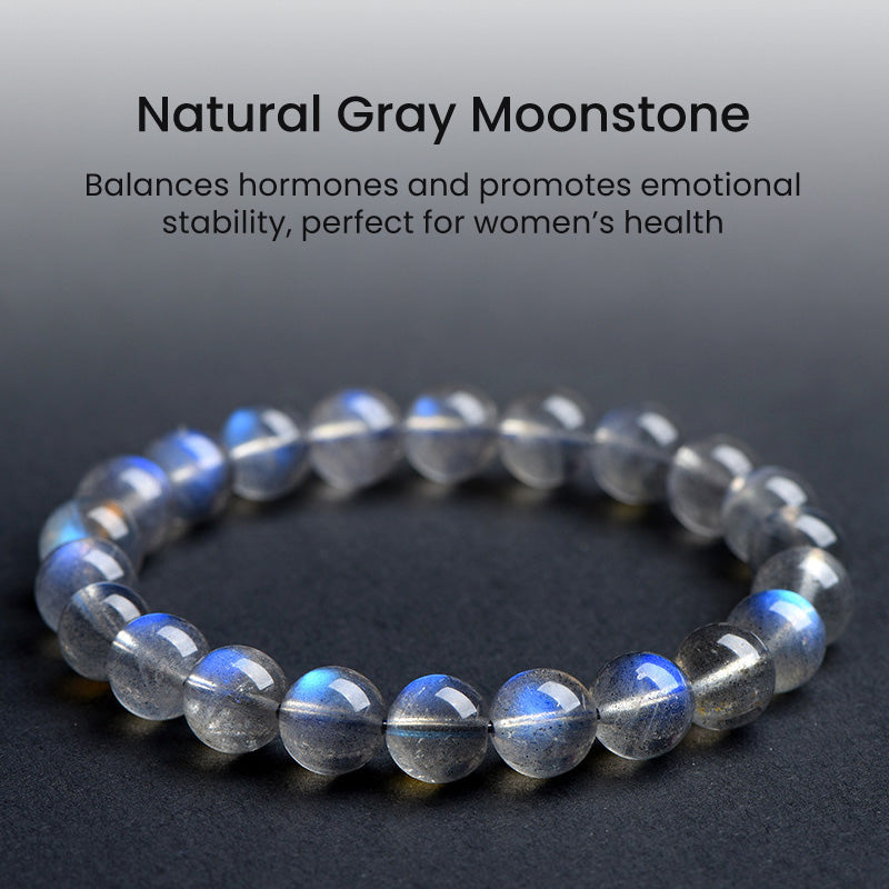 Gray Moonstone Beaded Bracelet – Crystal for Intuition & Emotional Healing