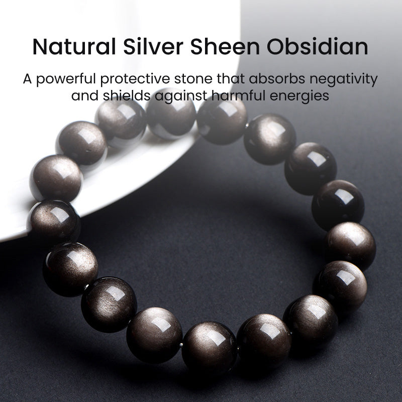 Golden/Silver Sheen Obsidian Bracelet – Protection & Mental Clarity