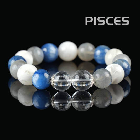 Pisces Zodiac Bracelet – Moonstone, Kyanite, Phantom Quartz, Clear Quartz for Spiritual Connection