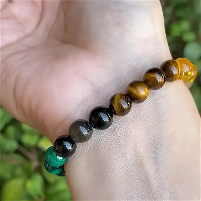Tiger’s Eye & Obsidian Crystal Bracelet – Abundance Manifestation
