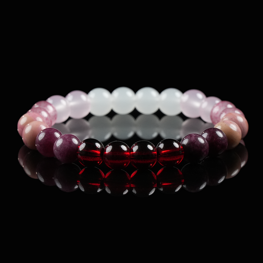 Rose Quartz, Strawberry Quartz & Garnet Bracelet – Love, Passion & Emotional Healing