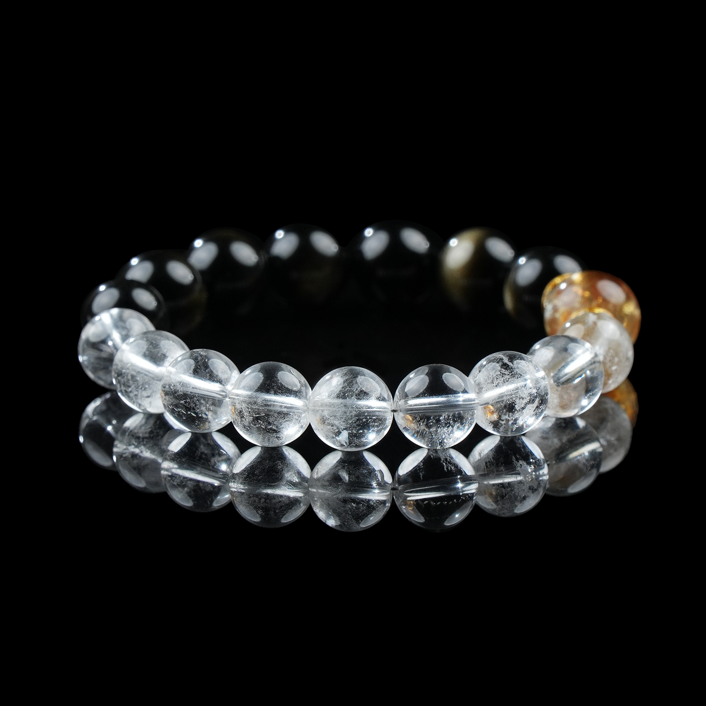 Clear Quartz, Gold Sheen Obsidian & Citrine Bracelet – Clarity, Wealth & Protection