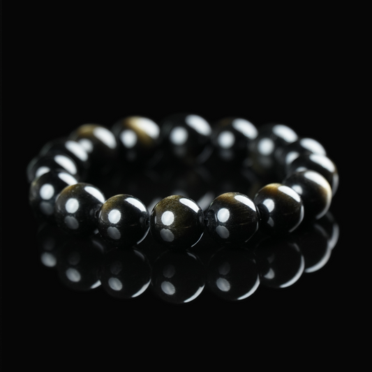 Golden/Silver Sheen Obsidian Bracelet – Protection & Mental Clarity