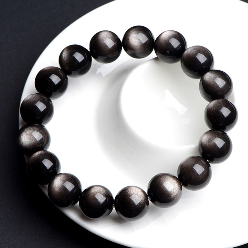 Golden/Silver Sheen Obsidian Bracelet – Protection & Mental Clarity