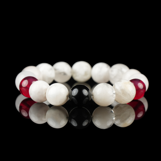 Snow Phantom, Garnet & Obsidian Crystal Bracelet – Protection & Grounding