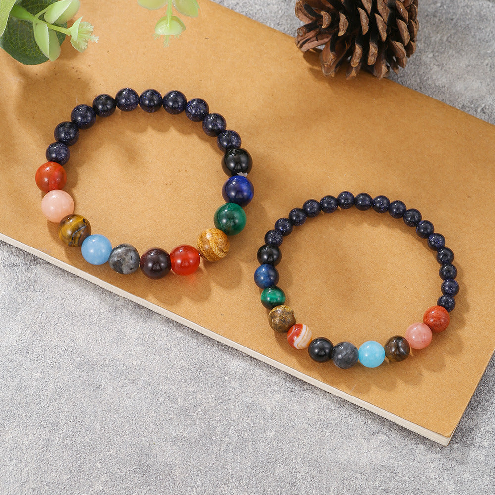 Universe Galaxy Crystal Bracelet – 8/10mm Solar System Beaded Planet Jewelry for Cosmic Energy & Balance