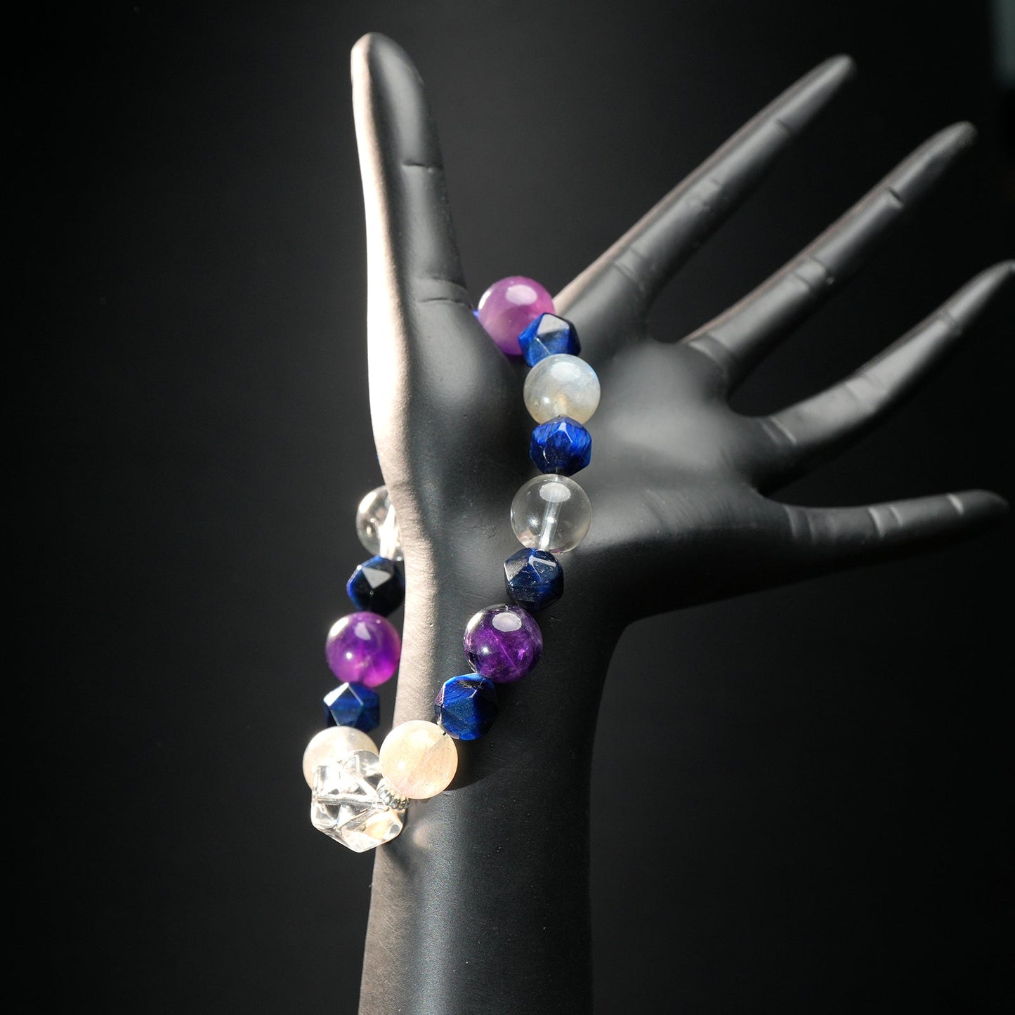 Aquarius Zodiac Bracelet – Lapis Lazuli, Amethyst, Moonstone, Clear Quartz for Intuition & Innovation
