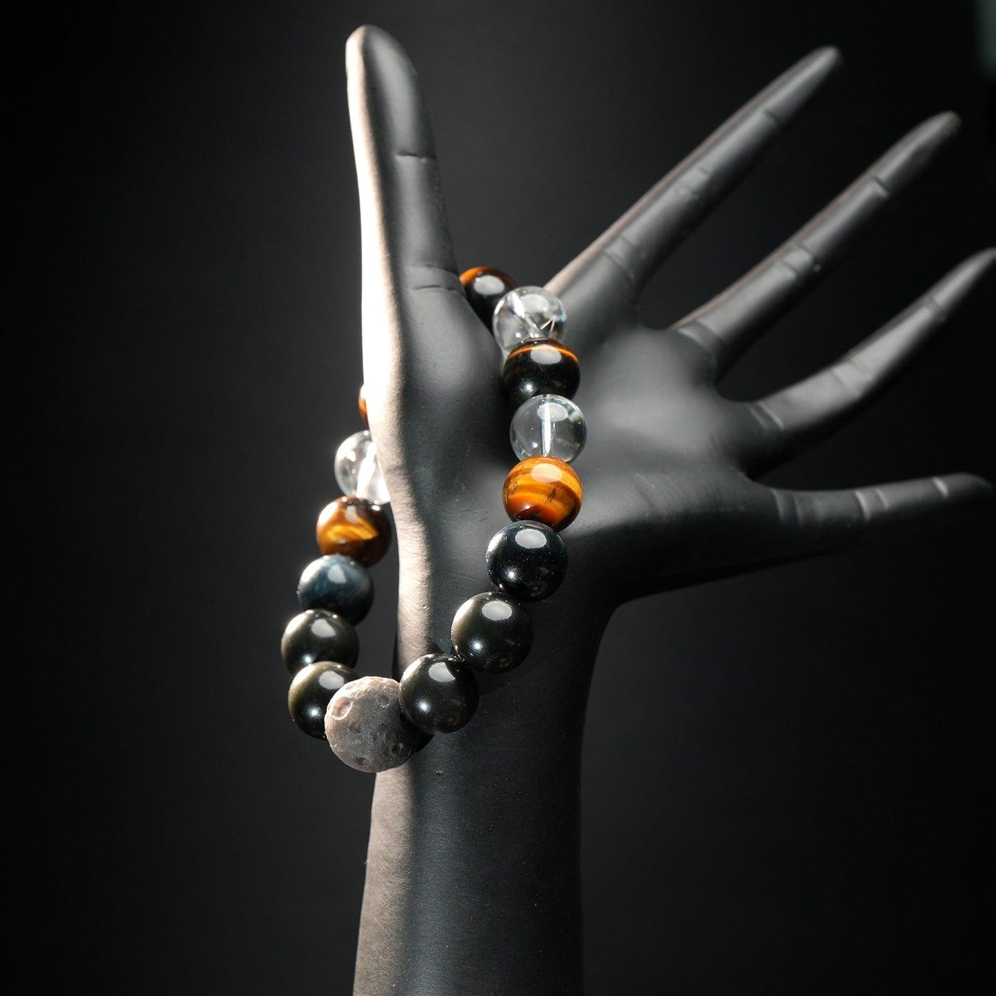 Capricorn Zodiac Bracelet – Black Obsidian, Tiger's Eye, Clear Quartz for Stability & Power