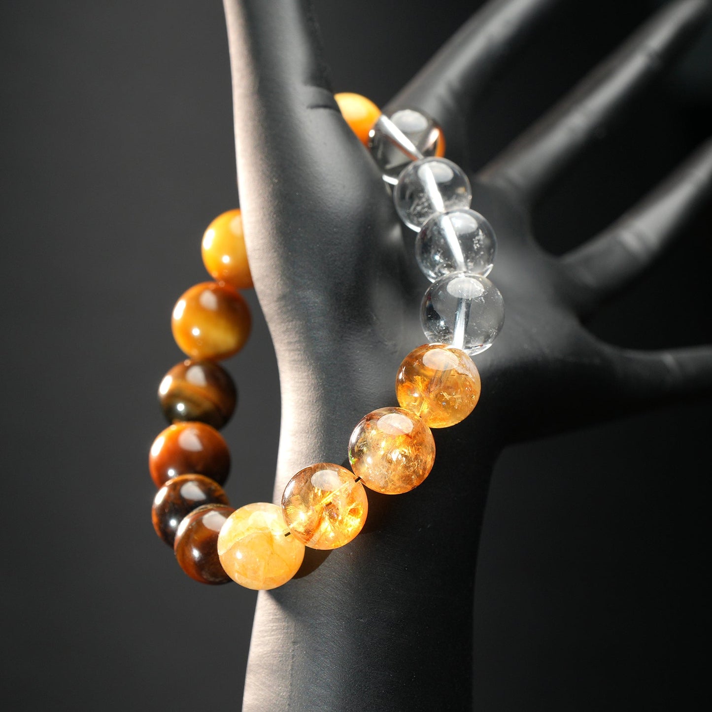 Leo Zodiac Bracelet – Citrine, Tiger's Eye, Clear Quartz for Confidence & Success