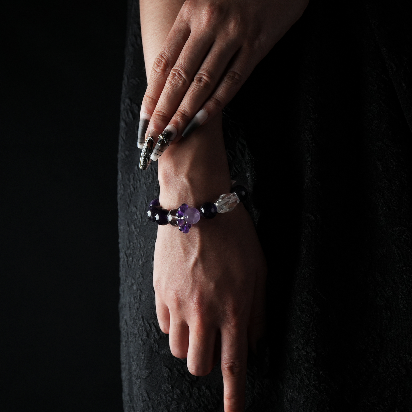 Amethyst & Strawberry Quartz Crystal Bracelet – Serenity & Love