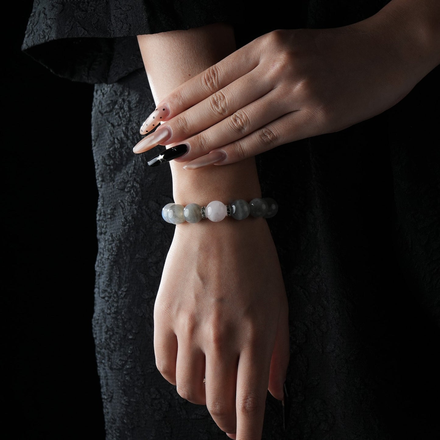 Rose Quartz & Gray Moonstone Bracelet – Inner Peace & Feminine Strength