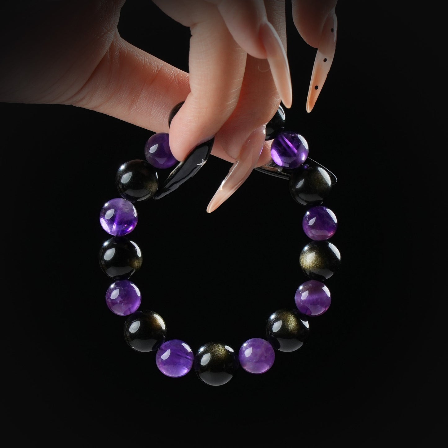 Scorpio Zodiac Bracelet – Black Obsidian, Amethyst for Protection & Emotional Strength
