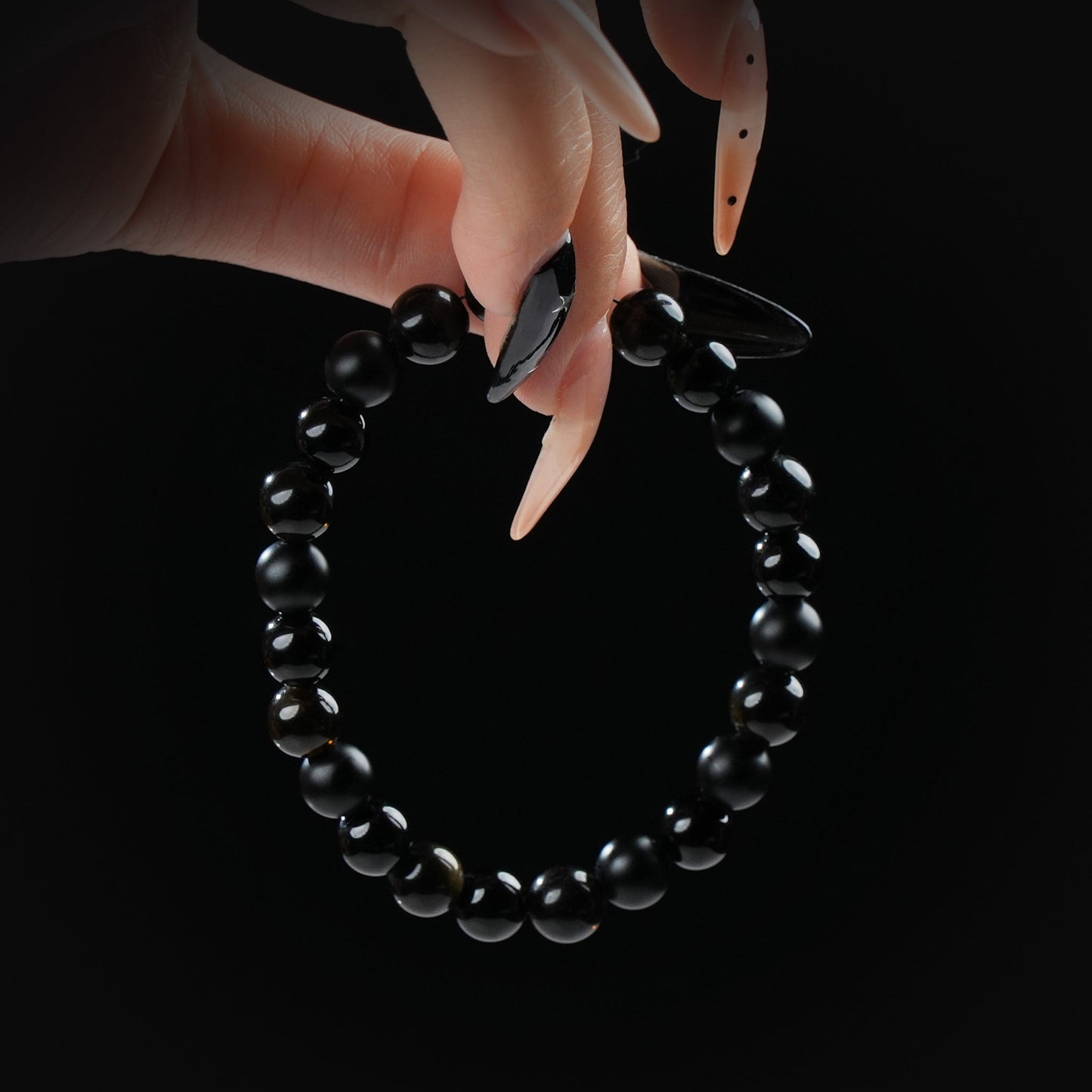 Gold Sheen Obsidian & Black Agate Bracelet – Strength, Protection & Emotional Balance