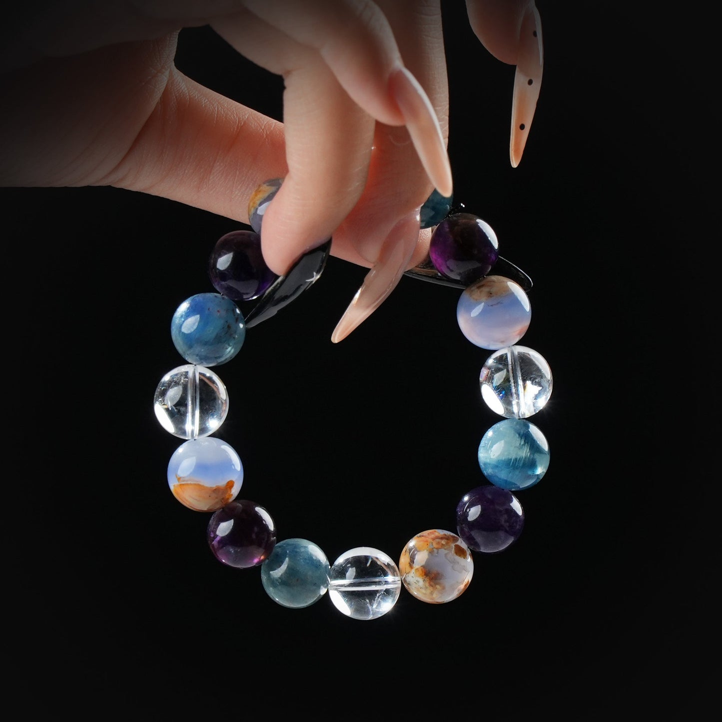 Virgo Zodiac Bracelet – Amethyst, Aquamarine, Clear Quartz for Calm & Inner Clarity