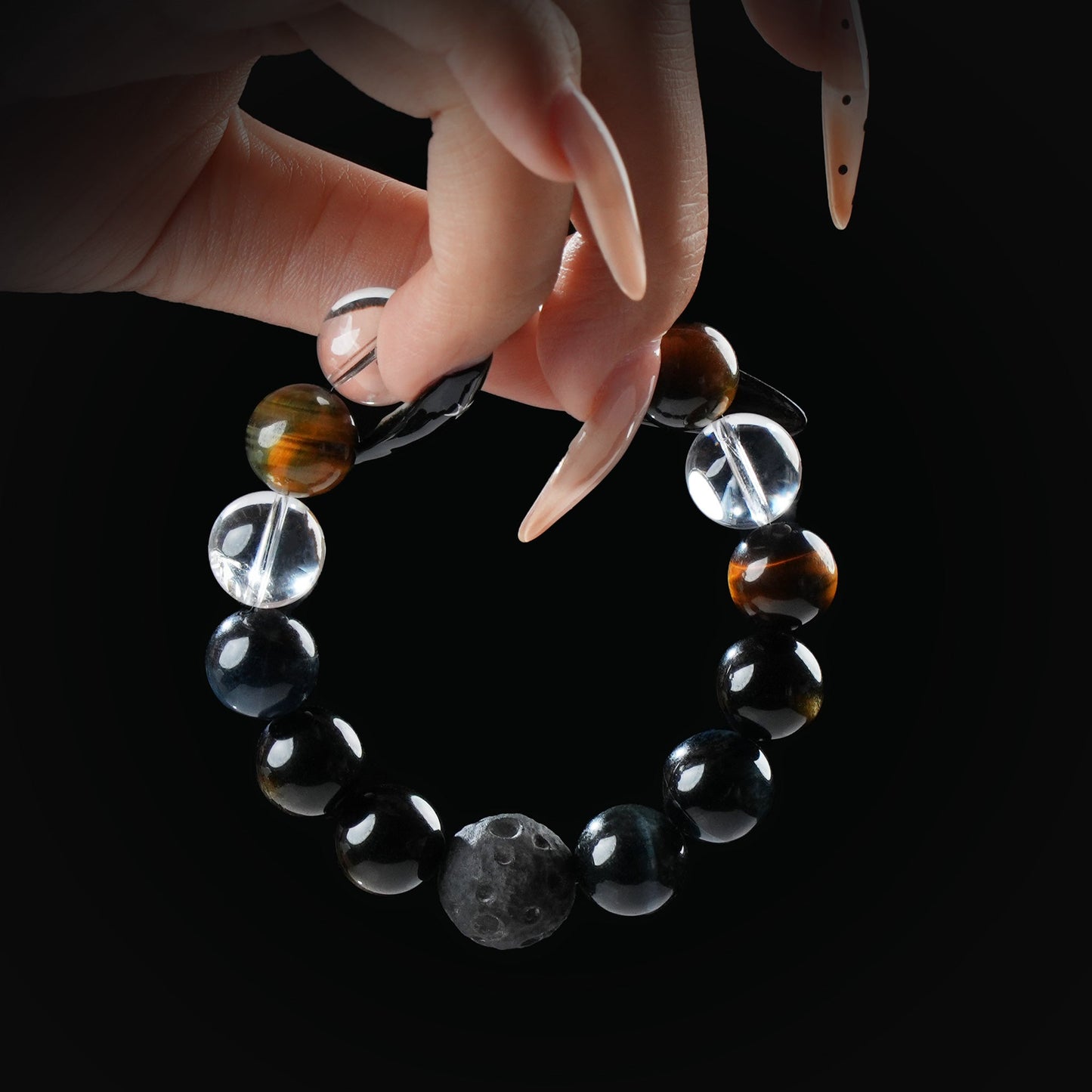 Capricorn Zodiac Bracelet – Black Obsidian, Tiger's Eye, Clear Quartz for Stability & Power