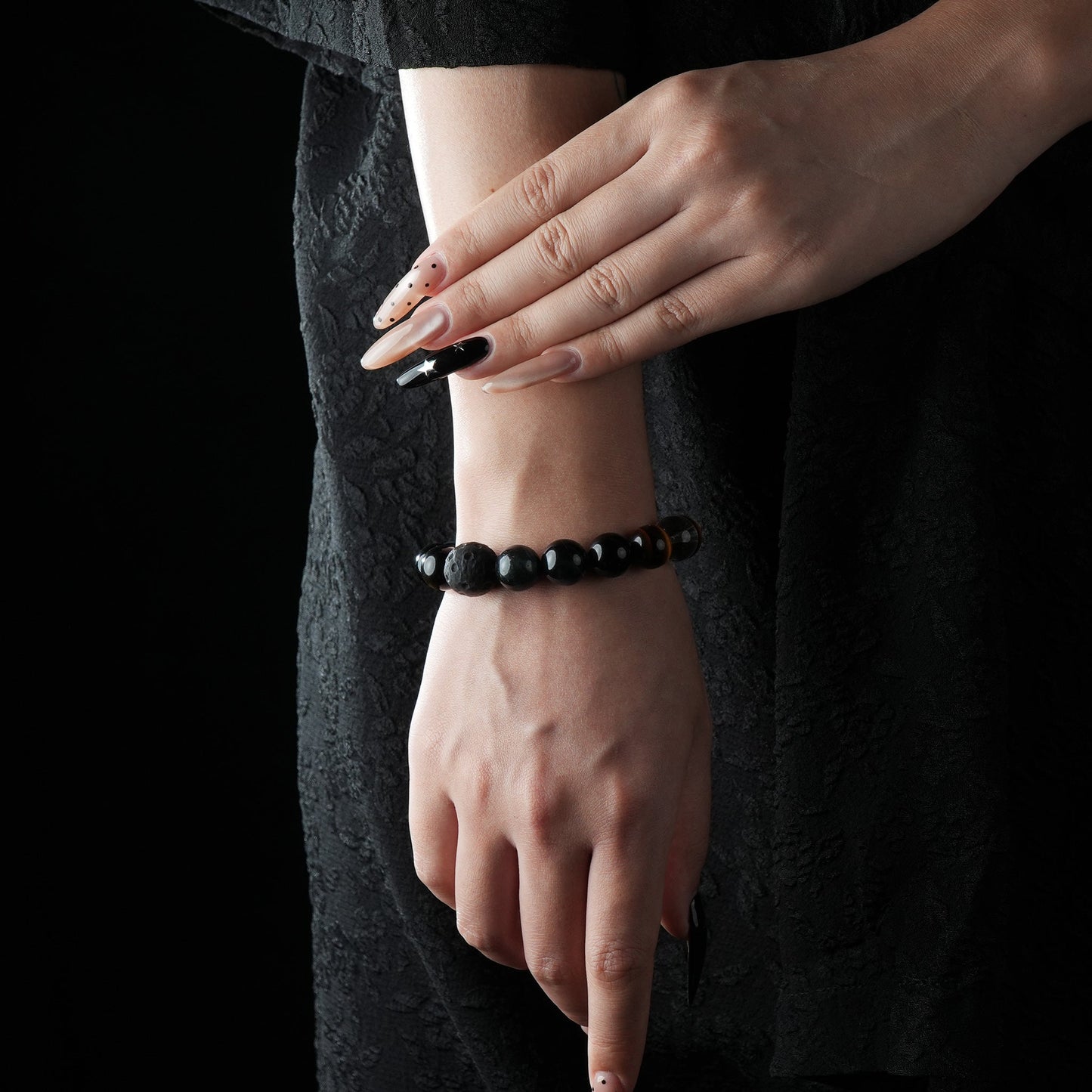 Capricorn Zodiac Bracelet – Black Obsidian, Tiger's Eye, Clear Quartz for Stability & Power