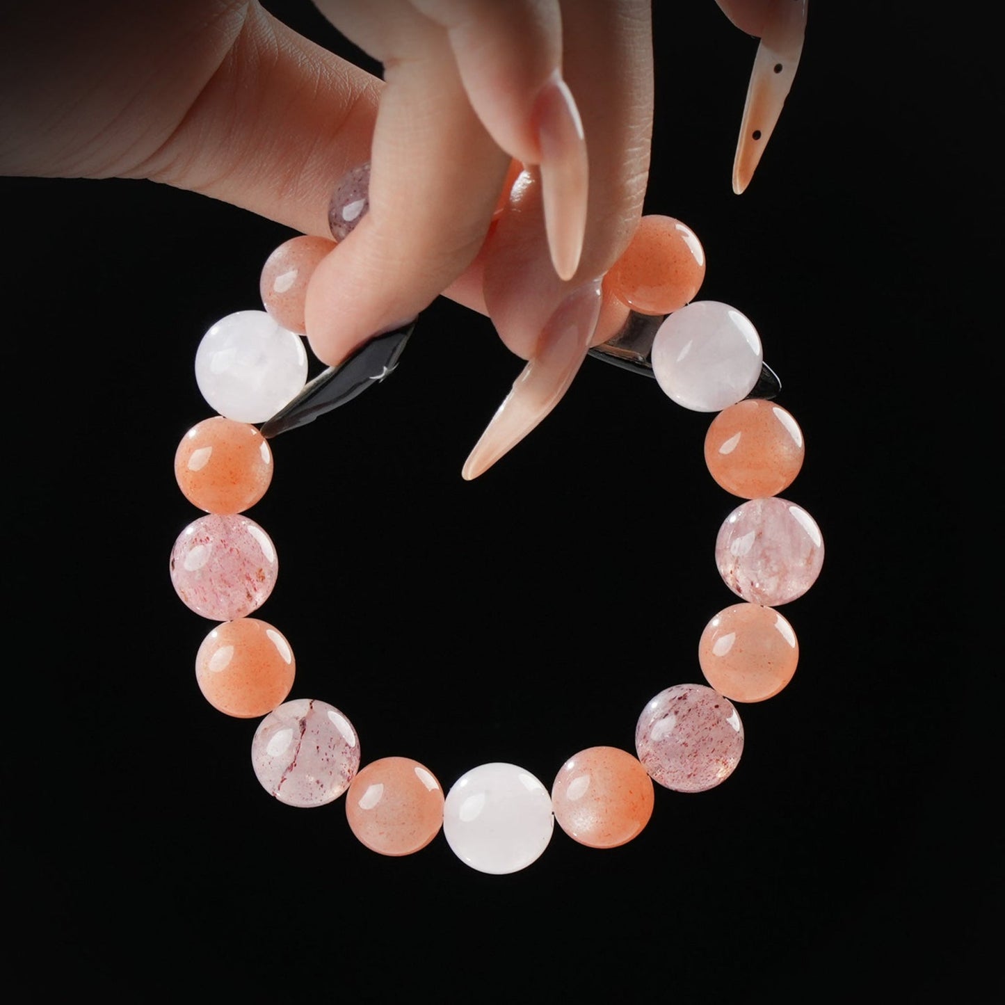 Cancer Zodiac Bracelet – Moonstone, Rose Quartz, Strawberry Quartz for Emotional Healing