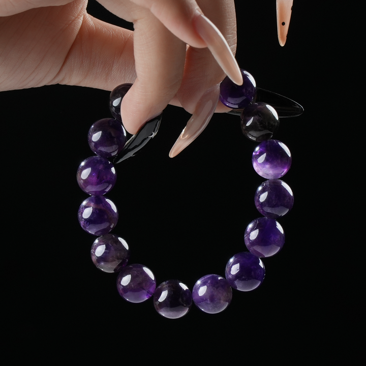 Uruguayan Amethyst Bracelet – Deep Purple Healing Crystal for Calm & Clarity