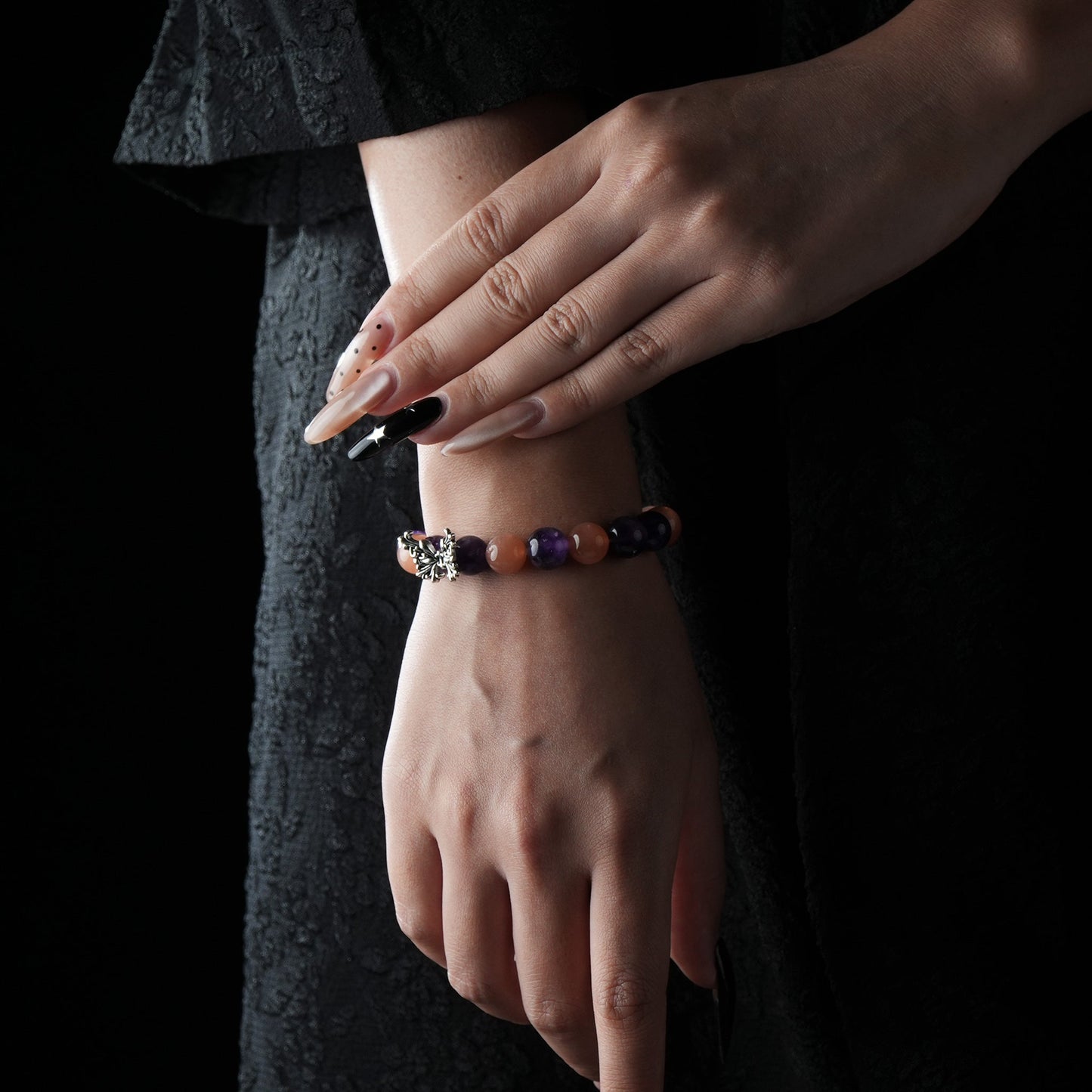 Amethyst & Orange Moonstone Butterfly Bracelet –  Transformation & Emotional Harmony